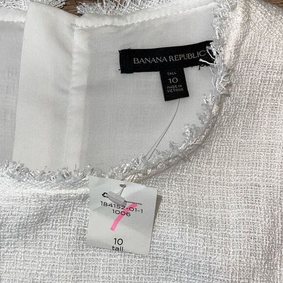 Banana Republic Womens Tweed Sleeveless Fit & Flare Dress White Size 10 NWT - Picture 6 of 10